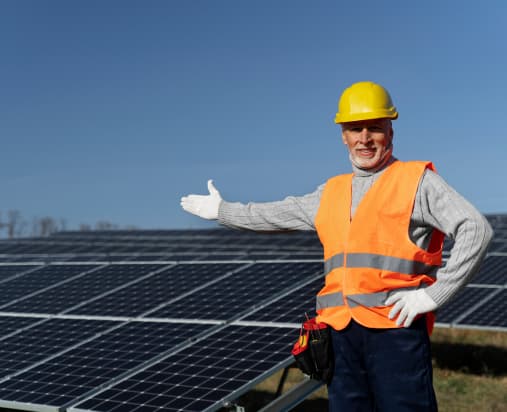 Engineers reviewing a solar project on site